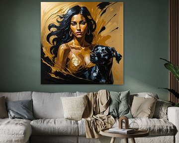 La femme en noir et or sur Lebensimpuls