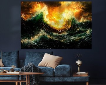 Vuur en golven in de oceaan van Art & Soul Creations