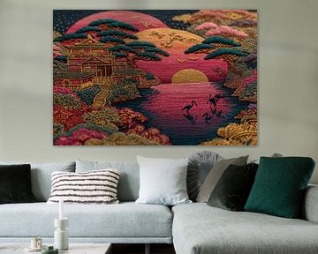 japanese art bridge with houses by Egon Zitter