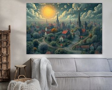 City of proverbs with Golden Sun and Church Towers