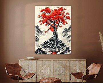 Boeddha / Boeddha Japanse inktschildering van MIROKKU