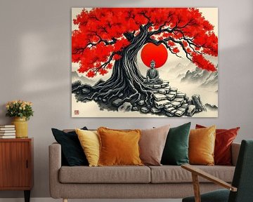 Boeddha / Boeddha Japanse inktschildering van MIROKKU