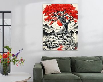 Boeddha / Boeddha Japanse inktschildering van MIROKKU