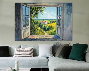 Open Raam met Landschap van Blikvanger Schilderijen