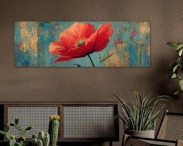 Rode Bloem | Bloem tegen Blauwe Achtergrond van I ❤ Bloemen