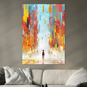 Vrouw Kleurrijk | Vrouw Kijkt naar Kleurrijke Hoogtes