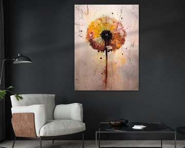 Dandelion dream: Warme abstracte paardenbloem kunst van Studio Pieternel