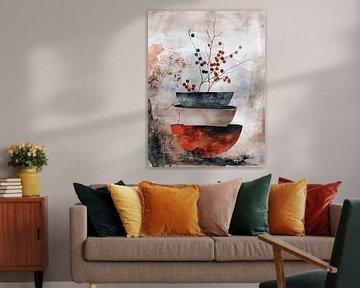 Jaspanse schalen met bessentak van Dutch Art Works