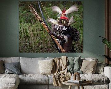 A warrior of the Dani tribe in the Baliem valley by Anges van der Logt