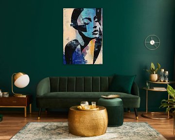 Minimalist Woman Portrait with Colour by Eye catching paintings