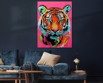 Kleurige Tijger Achtergrond van OMG Art
