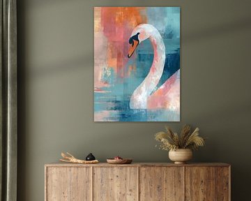 Zwaan | Zwaan van Abstract Schilderij