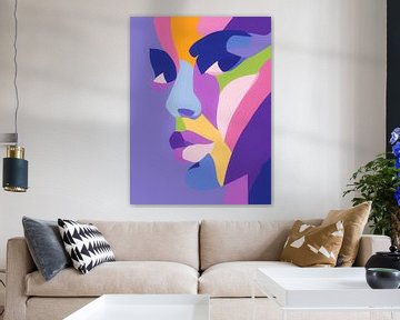 Popart Portret in Felle Kleuren van But First Framing