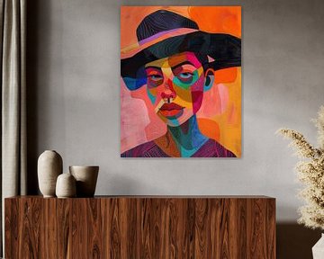 Modern kleurrijk abstract vrouwenportret van Digatelier
