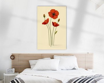 Klaprozen – een botanische en minimalistische illustratie van Eduard Broekhuijsen
