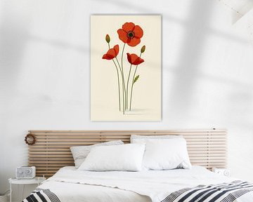 Coquelicots - une illustration botanique et minimaliste sur Eduard Broekhuijsen