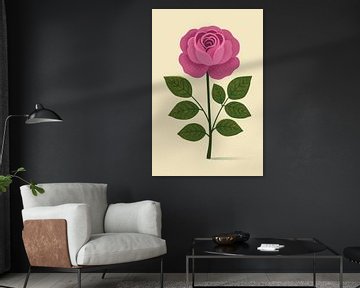 English Garden Rose, botanical illustration in minimalist style by Eduard Broekhuijsen