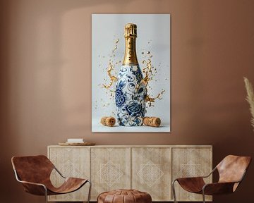 MOËT Champagne in Delfts Blauw – Gouden Sprankeling van Marianne Ottemann - OTTI