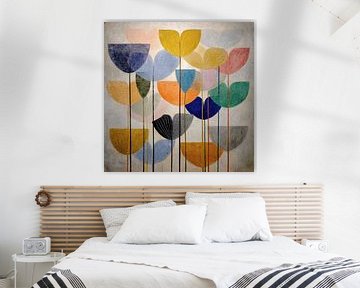 Champ de fleurs d'été abstraites style scandinave sur Vlindertuin-Art