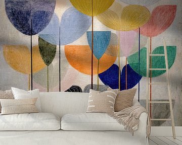 Abstract summer flower field scandinavian style