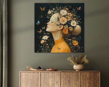 Flower Headdress Woman by Eye catching paintings