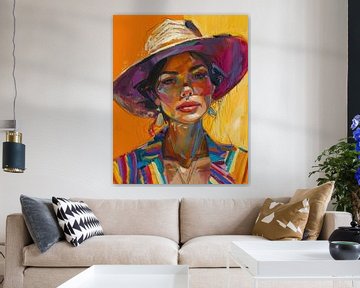 Portrait de femme aux couleurs vives sur Digatelier
