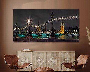 LONDEN Magische nacht in Westminster - Panorama van Melanie Viola