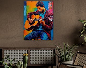 Mann spielt Gitarre in Abstract Vibrant 2 von MIROKKU