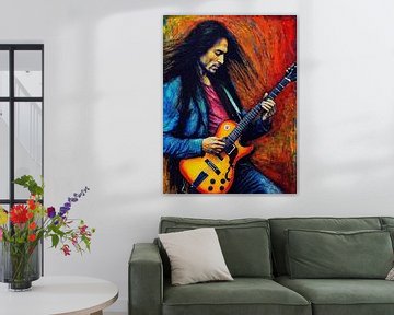 Mann spielt E-Gitarre in abstrakter lebendiger von MIROKKU