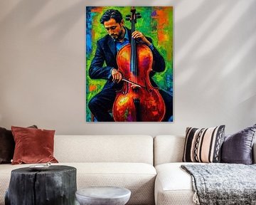 Mann spielt Cello in abstrakter lebendiger von MIROKKU