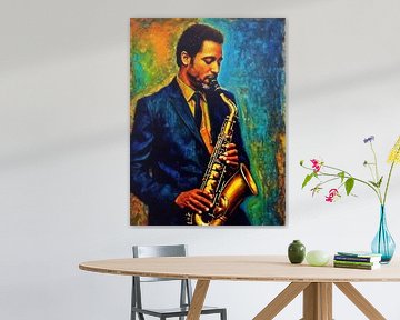 Man die Saxofoon speelt Abstracte Kunst van MIROKKU