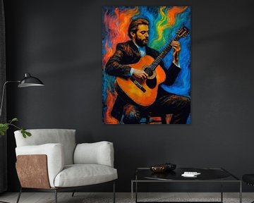 Mens die Klassieke Gitaar Abstracte Kunst speelt van MIROKKU