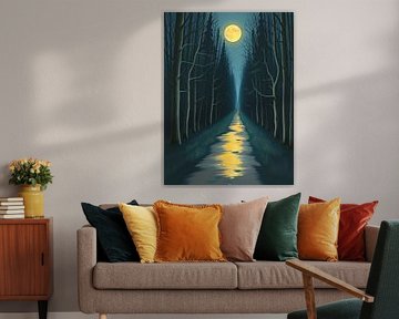 Un voyage lumineux sous la pleine lune dorée