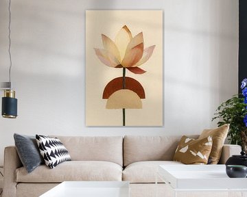 Zen Lotus Collage – Minimalistische Boho Japandi Kunst