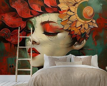 Woman with Colourful Hat by Art Whims
