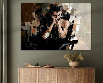 Denkende man in abstracte stijl van Art & Soul Creations