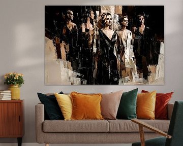 Cubist female figures in motion