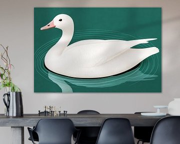 Eleganter Schwan auf grünem Wasser von Art & Soul Creations