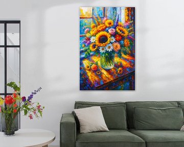 Peinture de fleurs dans un vase