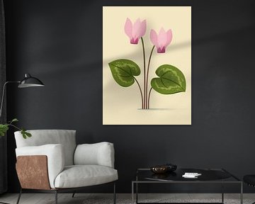 Cyprus Cyclamen, botanical illustration in minimalist style by Eduard Broekhuijsen