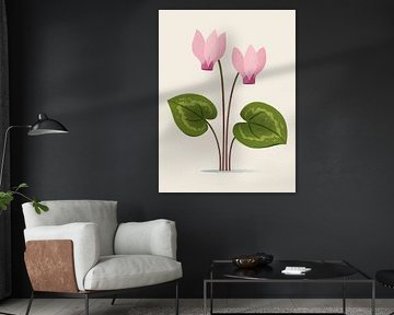Zypernzyklamen, botanische Illustration im minimalistischen Stil von Eduard Broekhuijsen