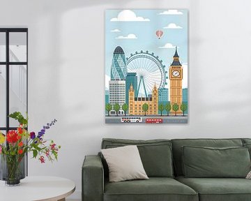 London Skyline: Iconic Landmarks in Cartoon Style by Art Kingdom
