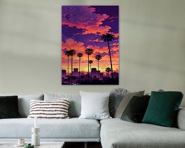 Coucher de soleil tropical Paysage urbain sur Art Kingdom