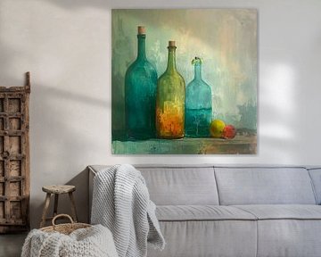 Minimal Art: Zeitloses Stillleben mit Glasflaschen