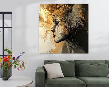 Abstracte vrouw in goud en zwart