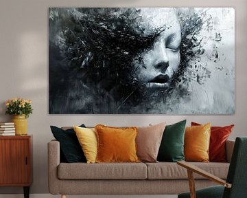 Abstracte vrouwlijke gezicht zwart-wit panorama