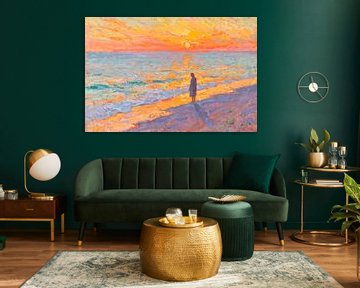 Coucher de soleil sur la côte de la mer du Nord sur FRESH Fine Art