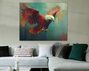 Zomer Vliegende Arend | Arend in Helder Kleurenspel van Abstract Schilderij