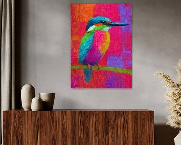 Modern Vogelportret in Kleuren van Abstract Schilderij