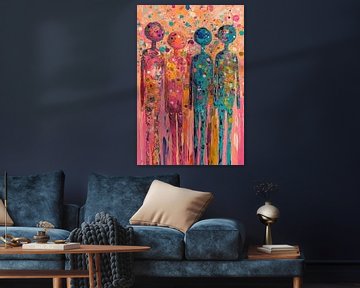 Bunte Menschen mit Tupfen von Kunst Laune